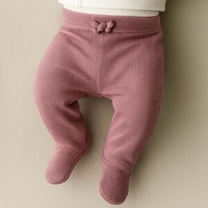 Lila and Jack Mauve Ribbed Baby Footed Bottoms
